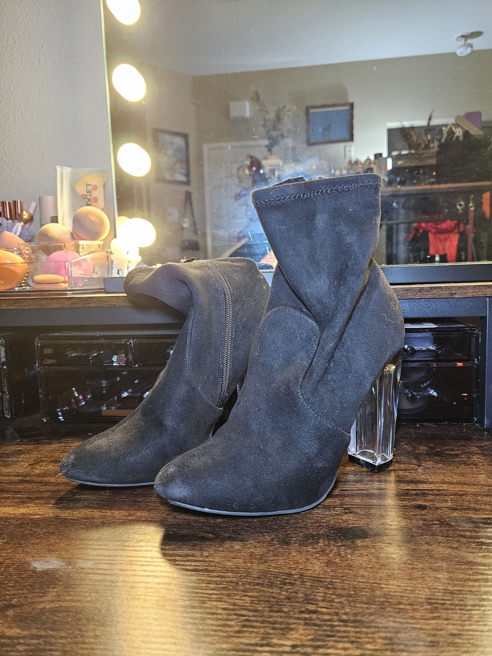 Fashion Nova Glass heeled Booties